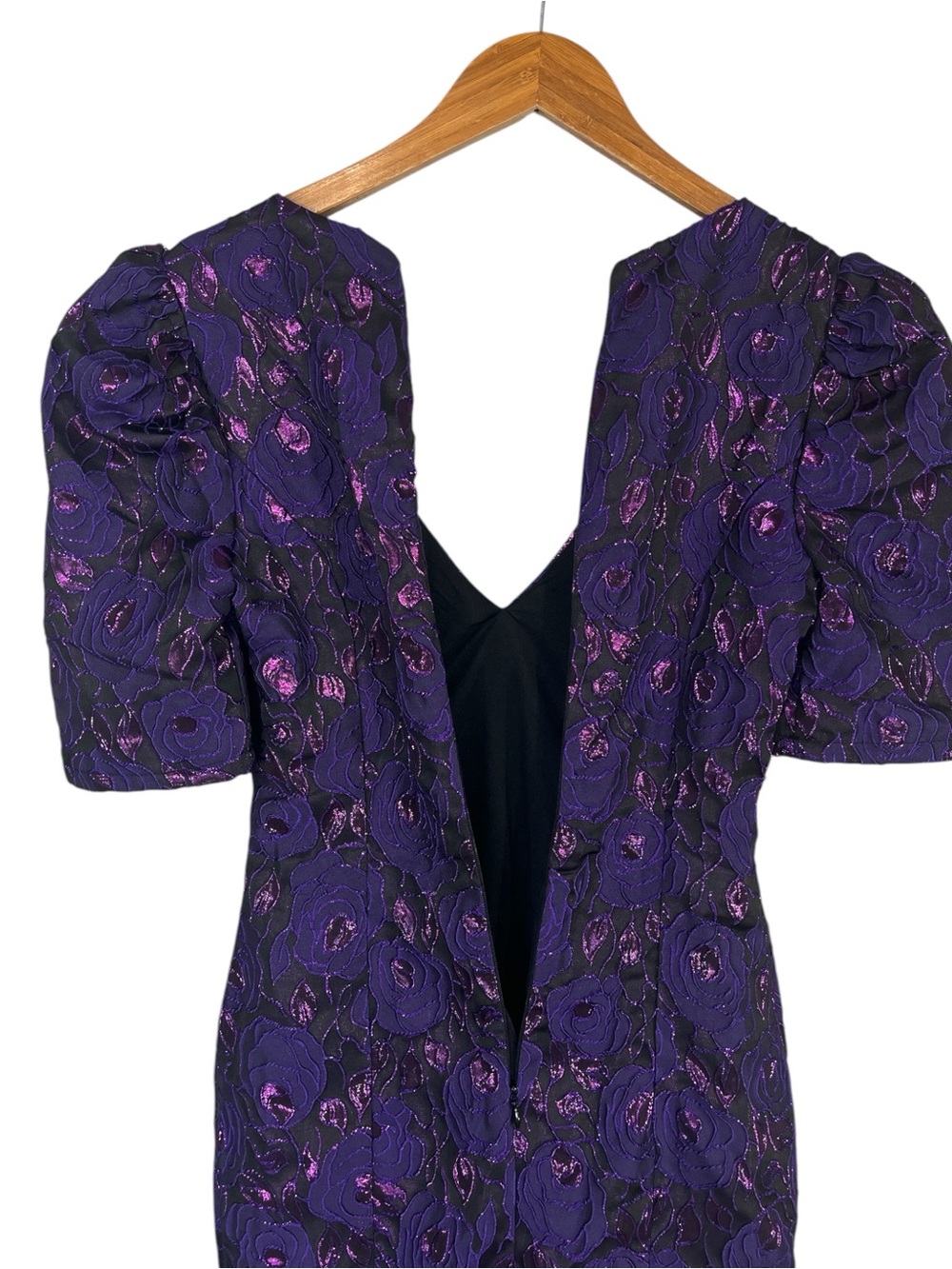 NWT Lulus Extravagant Party Shiny Purple Floral Jacquard Bodycon Dress Size Smal - Picture 11 of 12